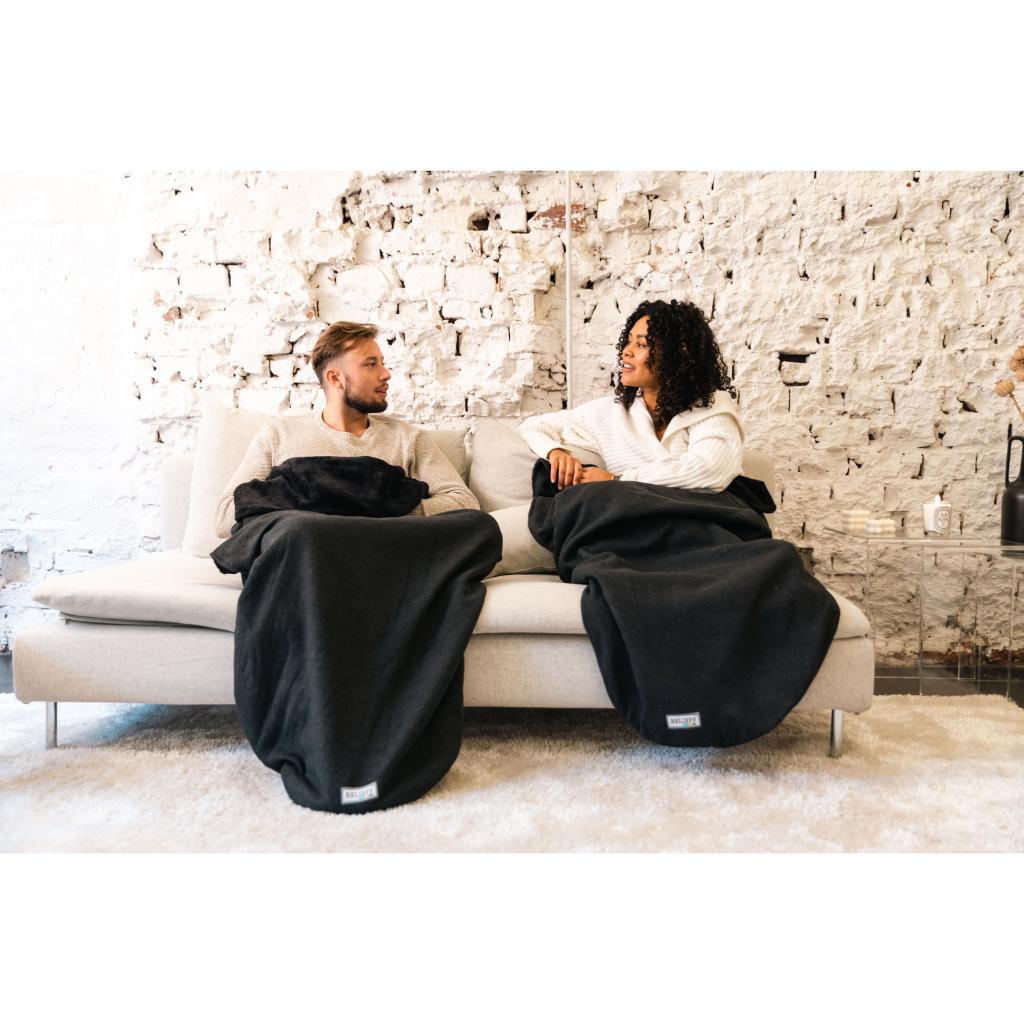 COZY | Fleecedecke mit Fußtasche | Dunkelgrau
